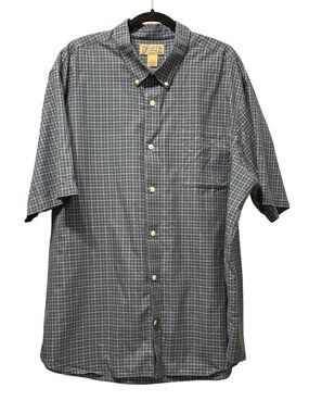 Duluth Trading Co Mens Plaid Button-Down Shirt 2XL 100% Cotton Short Sleeve